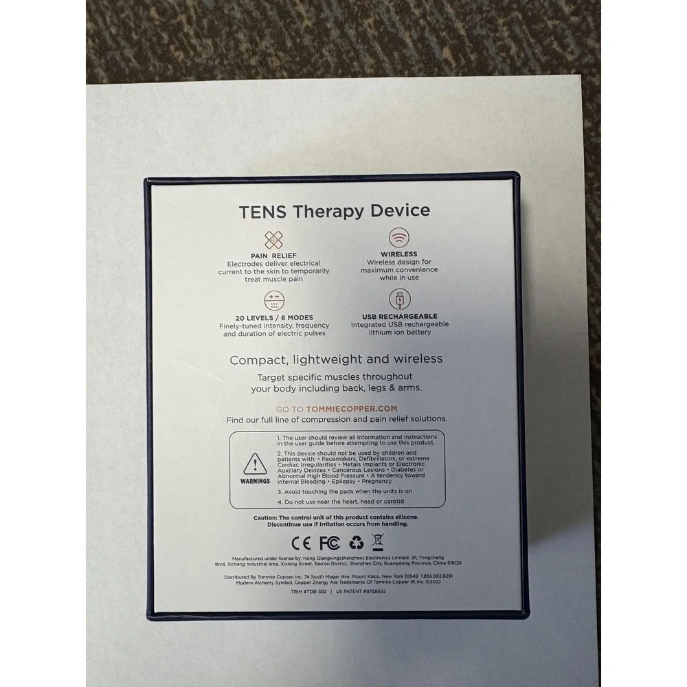 Tommie Copper TENS Therapy‎ Device Wireless USB Rechargeable 20 Levels 6 Modes